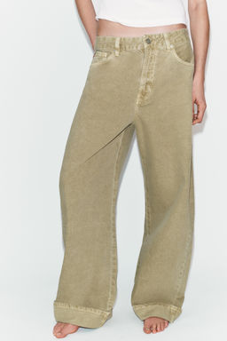 JEANS TRF BAGGY FOLDED TIRO MEDIO / Verde Oliva - Zara фото 2