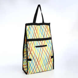 Сумка хозяйственная складная на липучке, 2 колеса, наружный карман, 32×13×52 см, разноцветная