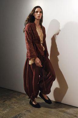 ZW COLLECTION EMBROIDERED LINEN BLEND KIMONO