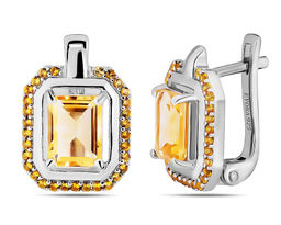 Серьги, цитрин , наноцитрин, Лэйла