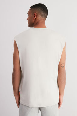 TRENDYOL MAN Siyah Oversize/Genis Kesim Kabar?k Yaz? Bask?l? Etiketli T-Shirt/Atlet TMNSS24AL00005 - Trendyolmilla фото 6