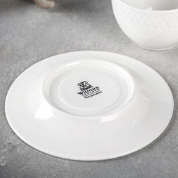 Цена за 6 шт. Кофейная пара фарфоровая Wilmax «Юлия Высоцкая», 2 предмета: чашка 150 мл, блюдце d=13 см, белая