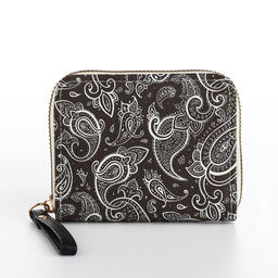 Кошелёк женский на молнии с ремешком, чёрный