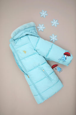 Водно-зеленое пальто для девочки Неожиданная скидка в корзине