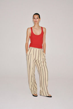 PANTAL?N PLIEGUES RAYAS ZW COLLECTION / Beige - Zara фото 6