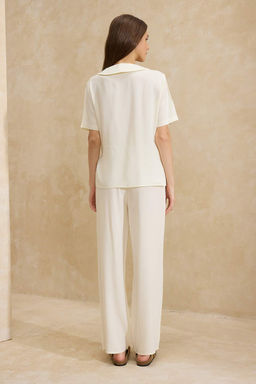 Ekru Duz Shally Dokuma Pijama Tak?m? THMSS26PT00029 - Trendyolmilla фото 4