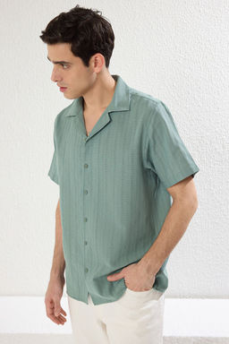 TRENDYOL MAN Kahverengi Regular Fit Dokulu Yazl?k Keten Gorunumlu TMNSS23GO00070 - Trendyolmilla фото 2
