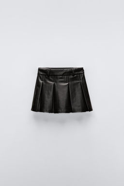 FAUX LEATHER SKIRT WITH BOX PLEATS