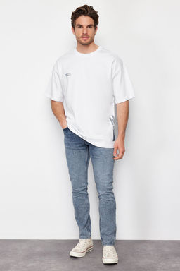 TRENDYOL MAN Beyaz Oversize Yaz? Bask?l? %100 Pamuklu T-Shirt TMNSS24TS00075 - Trendyolmilla фото 2