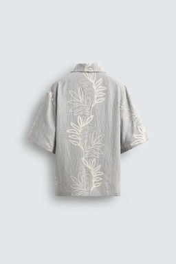 CAMISA JACQUARD BORDADO HOJAS / Celeste - Zara фото 9
