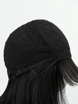 Парик искусственный, с чёлкой, имитация кожи, 30 см, 160 г, чёрный(#SHT3)