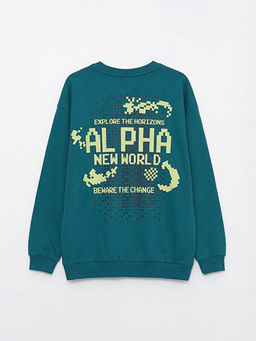 Bask?l? Erkek ?ocuk Sweatshirt