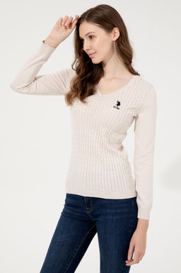 Kad_n Krem Basic Kazak