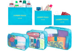 Набор 6 дорожных органайзеров Голубой (3 органайзера и 3 косметички)