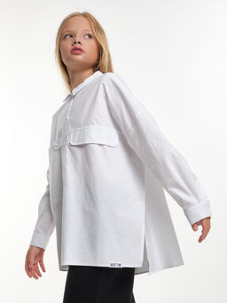 Рубашка для девочки подросткам школьная форма оверсайз UD 7953 белый - Mini maxi фото 14