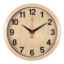 Часы настенные классические, бесшумные, плавный ход, d=22 см, бежевые, от батарейки 1×АА