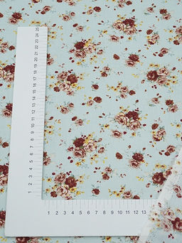 Импорт. хлопок Букеты роз на св.бирюзе, ш.1.48м, хлопок-100%, 105гр/м.кв - Купава фото 4