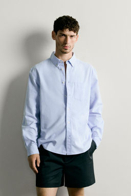 CAMISA REGULAR FIT ESTRUCTURA OXFORD / Celeste - Zara фото 2