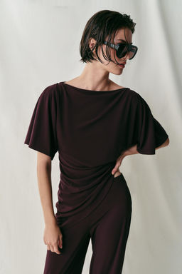 TOP CREPE DRAPEADO / Vino - Zara фото 2