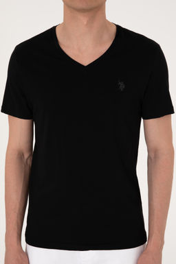 Erkek Slim Fit V Yaka Siyah Basic Ti__rt Sepette S_rpriz _ndirim - U.s. polo assn фото 6