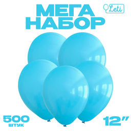 Воздушные шары латексные 12", пастель, 500 шт., голубые