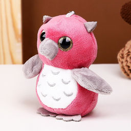 Мягкая игрушка Сова с серым клювиком, на брелоке, 10 см, цвета МИКС - Simaland фото 2