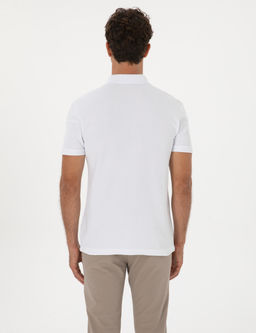 Beyaz Slim Fit %100 Pamuk K_vr_lmaz Amerikan Pike Polo Yaka Basic Ti__rt