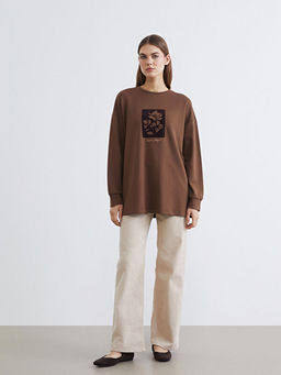 Bask?l? Soft Touch Oversize Kad?n Sweatshirt Tunik