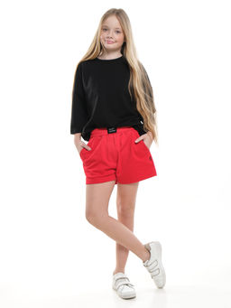 Шорты для девочки подростковые 22-7634 красный - Mini maxi фото 6