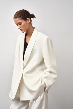 ZW COLLECTION DOUBLE-BREASTED LINEN BLEND BLAZER - Zara фото 9