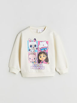 Uzun Kollu Gabbys Dollhouse Bask?l? K?z ?ocuk Sweatshirt