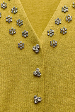BEADED RHINESTONE KNIT CARDIGAN - Zara фото 4