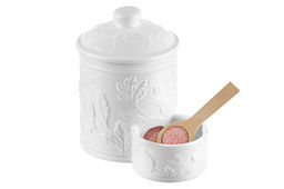 Банка д/соли 500 мл 15,5*10*14,5 см "Птички на ветке" с деревянной ложкой и крышкой