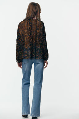 ANIMAL PRINT SEMI-SHEER BLOUSE - Zara фото 4