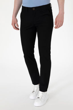Erkek Slim Fit Siyah Kanvas Pantolon