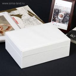 Шкатулка кожзам для украшений Белая матовая 8,7х23х17,5 см - Simaland фото 7