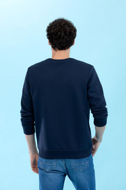 Lacivert Bisiklet Yaka Basic Sweatshirt