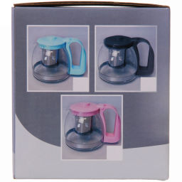 Чайник заварочный стеклянный 700 мл с металлическим ситом большая ручка Селфи, микс