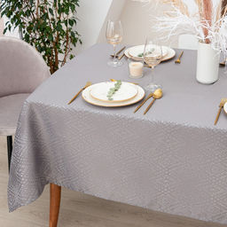 Скатерть Этель Ромбы цв.серебро, 142*283 +/-3 см, 115 10 гр,100% п/э  фото 4