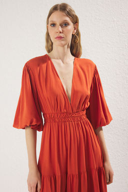 TRENDYOLMILLA Kiremit Duz Maxi Dokuma Elbise TWOSS25EL00776  фото 2