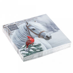Салфетки бумажные "Bouquet Home Collection Classic" 33х33см, 3-х слойные, 20 штук в упаковке, 100% целлюлоза, "Волшебная лошадь" (Россия)