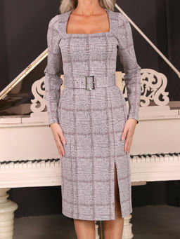 Платье П5-4906/2, Серый, Бордовый - Wisell фото 13