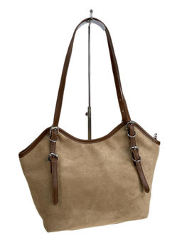 Женская сумка из искусственной замши, цвет бежево-коричневый