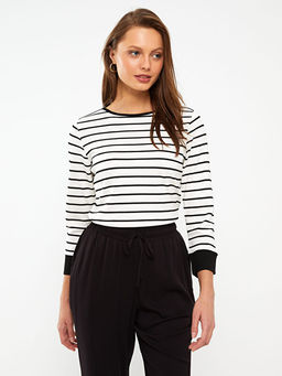 Kay?k Yaka ?izgili Kad?n Ti??rt - Waikiki фото 2