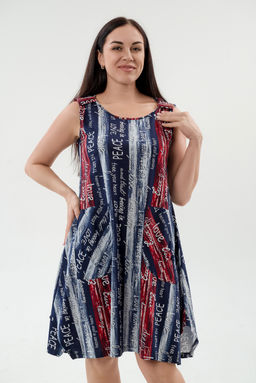 Платье женское из кулирки Кэтрин сине-красный макси