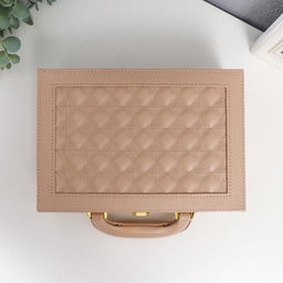 Шкатулка кожзам для украшений чемодан Крупная клетка бежевая 9х25х17 см - Simaland фото 5