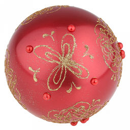 Елочная игрушка шар стеклянная д9,5см, красный металлик, ручная художественная роспись, подарочная упаковка (Россия) - Домашняя мода фото 5