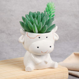 Кашпо 10,5х8x10 см Животные / WN44 /уп 6/72/ белое (Лев ) - Галеонтрейд фото 5