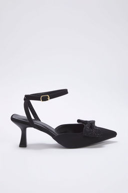 Trendyol Shoes Siyah Tasl? Fiyonk Detayl? Sivri Burun Arkas? Ac?k Kad?n Abiye Ince Topuklu Ayakkab? TAKSS25TO00043 - Trendyolmilla фото 5