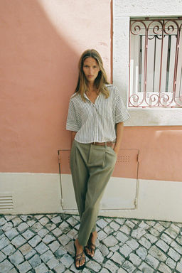 LINEN BELTED STRAIGHT-LEG TROUSERS - Zara фото 39